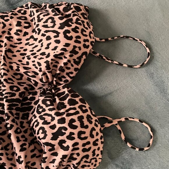 SHEIN, Leopard Print, Ruched, One Piece, High Leg, Cheeky Swimsuit - Picture 4 of 8